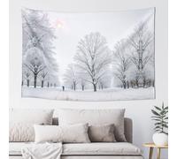 ZXMDZTSS Grande tapisserie murale imprimée Arbres sur les jours de neige 152,4 x 101,6 cm Décoration de chambre bohème légère avec crochets pour chambre à coucher et salon.