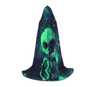 ZXMDZTSS Green Alien - Capes à capuche imprimées pour jeunes | Capes pour adolescents | Costume d'Halloween | Vêtements de fête réutilisables S