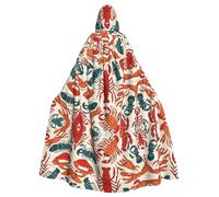 ZXMDZTSS Homard et crabe - Cape à capuche pour adultes | Cape imprimée complète | Costume de fête | Fermeture à cravate en polyester