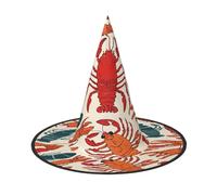 ZXMDZTSS Homard et crabe - Chapeau d'Halloween imprimé pour adultes | Tenue de festival | Accessoire de costume de sorcière | Tissu Oxford 3 pièces