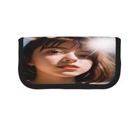 ZXMDZTSS Horror Cute Girl - Trousse à stylos en toile - Design élégant bicolore | Organiseur de maquillage et de papeterie pour l'école, les voyages, Noir , Taille unique, Sac de voyage