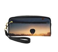 ZXMDZTSS Hot Air Balloon Sunset Print - Trousse à crayons et trousse de maquillage personnalisable en cuir synthétique - Organiseur compact pour étudiants, artistes, voyages, Noir , Taille unique, Sac