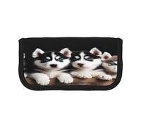 ZXMDZTSS Husky Puppies Dogs - Trousse à stylos en toile - Design élégant bicolore | Organiseur de maquillage et de papeterie pour l'école, les voyages, Noir , Taille unique, Sac de voyage