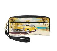 ZXMDZTSS Island of Cuba - Trousse à crayons et trousse de maquillage personnalisable en cuir synthétique - Organiseur compact pour étudiants, artistes, voyages, Noir , Taille unique, Sac à dos