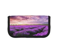 ZXMDZTSS Lavender Fields - Trousse à stylos en toile - Design élégant bicolore | Organiseur de maquillage et de papeterie pour l'école, les voyages, Noir , Taille unique, Sac de voyage