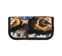 ZXMDZTSS Lions in the Snow - Trousse à stylos en toile - Design élégant bicolore | Organiseur de maquillage et de papeterie pour l'école, les voyages, Noir , Taille unique, Sac de voyage