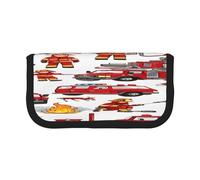 ZXMDZTSS Little Boys and Girls in Firefighters - Trousse à stylos en toile - Design élégant bicolore | Organiseur de maquillage et de papeterie pour l'école, les voyages, Noir , Taille unique, Sac de