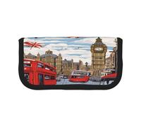ZXMDZTSS London - Trousse à stylos en toile - Design élégant bicolore | Organiseur de maquillage et de papeterie pour l'école, les voyages, Noir , Taille unique, Sac de voyage