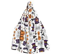 ZXMDZTSS Magic Witchcraft Bohème Dessin - Cape à capuche imprimée d'Halloween pour adultes | Cape imprimée complète | Costume de fête | Fermeture à cravate en polyester