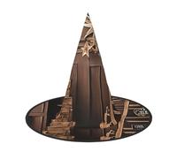 ZXMDZTSS Merry Christmas and Happy New Year - Chapeau d'Halloween imprimé pour adultes | Tenue de festival | Accessoire de costume de sorcière | Tissu Oxford 3 pièces