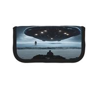 ZXMDZTSS Moon Stars and Planets - Trousse à stylos en toile - Design élégant bicolore | Organiseur de maquillage et de papeterie pour l'école, les voyages, Noir , Taille unique, Sac de voyage