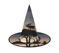 ZXMDZTSS Moose Mountain Pine Tree Wilderness - Chapeau d'Halloween imprimé pour adultes | Tenue de festival | Accessoire de costume de sorcière | Tissu Oxford 3 pièces