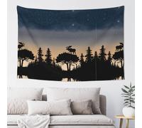 ZXMDZTSS Moose Mountain Pine Tree Wilderness - Grande tapisserie murale imprimée bohème 152,4 x 101,6 cm avec crochets légère pour chambre à coucher et salon.