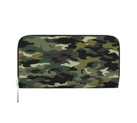 ZXMDZTSS Motif camouflage - Portefeuille à fermeture éclair en cuir véritable pour femme avec poche pour téléphone - Pochette élégante pour un usage quotidien, les voyages et les cadeaux (design