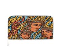 ZXMDZTSS Motifs imprimés africains - Portefeuille à fermeture éclair en cuir véritable pour femme avec poche pour téléphone - Pochette élégante pour un usage quotidien, les voyages et les cadeaux