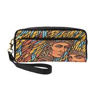 ZXMDZTSS Motifs imprimés africains - Trousse à crayons et trousse de maquillage personnalisable en cuir synthétique - Organiseur compact pour étudiants, artistes, voyages, Noir , Taille unique, Sac à