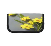 ZXMDZTSS Narcisse Flowers - Trousse à stylos en toile - Design élégant bicolore | Organiseur de maquillage et de papeterie pour l'école, les voyages, Noir , Taille unique, Sac de voyage