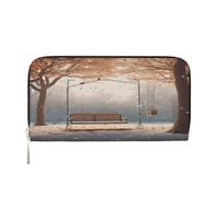 ZXMDZTSS Now Falling in The Park - Portefeuille en cuir véritable à fermeture éclair pour femme avec poche pour téléphone - Pochette élégante pour un usage quotidien, les voyages et les cadeaux