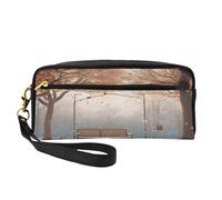 ZXMDZTSS Now Falling in The Park - Trousse à crayons et trousse de maquillage personnalisable en cuir synthétique - Organiseur compact pour étudiants, artistes, voyages, Noir , Taille unique, Sac à