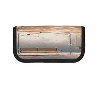 ZXMDZTSS Now Falling in The Park - Trousse à stylos en toile - Design élégant bicolore | Organiseur de maquillage et de papeterie pour l'école, les voyages, Noir , Taille unique, Sac de voyage