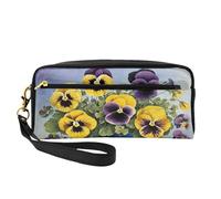 ZXMDZTSS Pansy Perfection - Trousse à crayons et trousse de maquillage personnalisable en cuir synthétique - Organiseur compact pour étudiants, artistes, voyages, Noir , Taille unique, Sac à dos