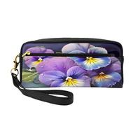 ZXMDZTSS Pansy Perfection - Trousse à crayons et trousse de maquillage personnalisable en cuir synthétique - Organiseur compact pour étudiants, artistes, voyages, Noir , Taille unique, Sac à dos