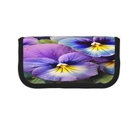 ZXMDZTSS Pansy Perfection - Trousse à stylos en toile - Design élégant bicolore | Organiseur de maquillage et de papeterie pour l'école, les voyages, Noir , Taille unique, Sac de voyage