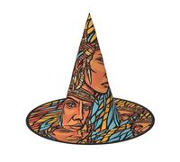 ZXMDZTSS Patron imprimé Afrique - Chapeau d'Halloween imprimé pour adultes | Tenue de festival | Accessoire de costume de sorcière | Tissu Oxford 3 pièces