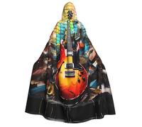 ZXMDZTSS Peinture de guitare - Cape à capuche pour adultes | Cape imprimée complète | Fermeture à cravate