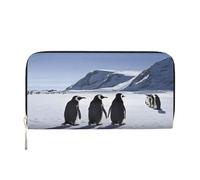 ZXMDZTSS Penguins On The Iceberg - Portefeuille en cuir véritable à fermeture éclair pour femme avec poche pour téléphone - Pochette élégante pour un usage quotidien, les voyages et les cadeaux