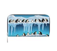 ZXMDZTSS Penguins On The Iceberg Printed - Portefeuille en cuir véritable à fermeture éclair pour femme avec poche pour téléphone - Pochette élégante pour un usage quotidien, les voyages et les