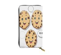 ZXMDZTSS Portefeuille en cuir avec fermeture éclair pour femme (pépites de chocolat avec différentes expressions) 12 emplacements pour cartes et poche pour pièces de monnaie pour voyage/cadeaux, Noir