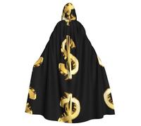 ZXMDZTSS Signe dollar doré - Cape à capuche imprimée d'Halloween pour adultes | Cape imprimée complète | Costume de fête | Fermeture à cravate en polyester