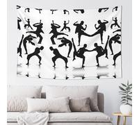 ZXMDZTSS Silhouettes d'arts martiaux - Grande tapisserie murale imprimée de style bohème 152,4 x 101,6 cm avec crochets légère pour chambre à coucher et salon.