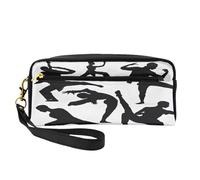 ZXMDZTSS Silhouettes d'arts martiaux - Trousse à crayons et trousse de maquillage personnalisable en cuir synthétique - Organiseur compact pour étudiants, artistes, voyages, Noir , Taille unique, Sac