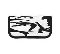 ZXMDZTSS Silhouettes d'arts martiaux - Trousse à stylos en toile - Design élégant bicolore | Organiseur de maquillage et de papeterie pour l'école, les voyages, Noir , Taille unique, Sac de voyage