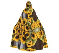 ZXMDZTSS Sunflowers - Cape à capuche pour adultes avec imprimé tournesols | Cape à imprimé complet | Fermeture à nouer