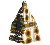 ZXMDZTSS Sunflowers Sun Cape à capuche pour adultes avec imprimé tournesols | Cape à imprimé complet | Fermeture à nouer