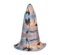 ZXMDZTSS Sunrise Tropical Palm Tree Island - Capes à capuche imprimées pour jeunes | Capes pour adolescents | Costume d'Halloween | Vêtements de fête réutilisables S