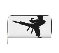 ZXMDZTSS Taekwondo Arts martiaux - Portefeuille en cuir véritable avec fermeture éclair pour femme avec poche pour téléphone - Pochette élégante pour un usage quotidien, les voyages et les cadeaux