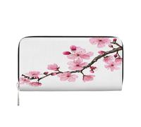 ZXMDZTSS Tempting Cherry Blossoms - Portefeuille en cuir véritable à fermeture éclair pour femme avec poche pour téléphone - Pochette élégante pour un usage quotidien, les voyages et les cadeaux