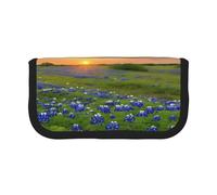 ZXMDZTSS Texas Bluebonnets Scenery - Trousse à stylos en toile - Design élégant bicolore | Organiseur de maquillage et de papeterie pour l'école, les voyages, Noir , Taille unique, Sac de voyage