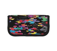 ZXMDZTSS Trousse en toile pour sensibilisation à l'autisme - Design bicolore élégant - Organisateur de maquillage et de papeterie pour l'école, les voyages, Noir , Taille unique, Sac de voyage