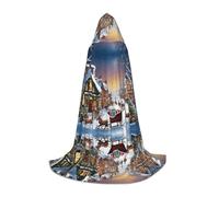 ZXMDZTSS Village de Noël - Capes à capuche imprimées pour jeunes | Capes pour adolescents | Costume d'Halloween | Vêtements de fête réutilisables M