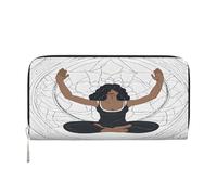 ZXMDZTSS Yoga Meditation - Portefeuille en cuir véritable avec fermeture éclair pour femme avec poche pour téléphone - Pochette élégante pour un usage quotidien, les voyages et les cadeaux (design