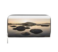 ZXMDZTSS Zen Stone Portefeuille en cuir véritable avec fermeture éclair pour femme avec poche pour téléphone - Pochette élégante pour un usage quotidien, les voyages et les cadeaux (design portable de