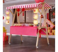 zxmeimm Stand de Marché Extérieur Multifonctionnel - Chariot Alimentaire Pliable Portable pour Événements, Kiosque de Vente avec Nappe pour Expositions Artisanales 150 * 60 * 200cm-2