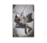 ZXMKH Affiches Applicable à Assassin Doctrine IV Drapeau Noir Toile Peinture à L'huile Peinture Décorative Art Poster Suspendu Peinture Maison Salon Chambre Salle à Manger Mur 30 x 45 cm Sans Cadre