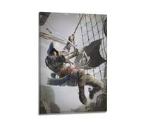 ZXMKH Affiches Applicable à Assassin Doctrine IV Drapeau Noir Toile Peinture À L'huile Peinture Décorative Art Poster Suspendu Peinture Maison Salon Chambre Salle à Manger Mur 20 x 30 cm Cadre Style