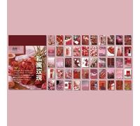 ZXMNBH Autocollants pour Scrapbooking Kit Image Rouge Papier Esthétique Agenda Planificateur Junk Bullet Journaling Fournitures Décoratives 50 Pcs/Pack